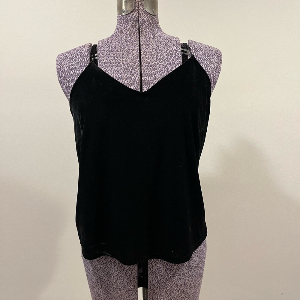 Willow & Clay spaghetti strap black velvet tank top